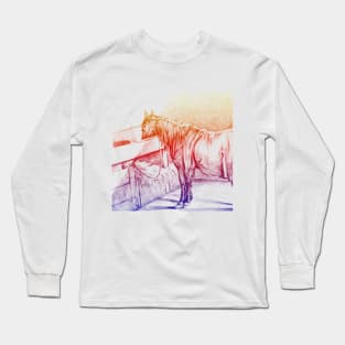 Horse Standing in a Stable By Jean Bernard Brightfully Edited Long Sleeve T-Shirt